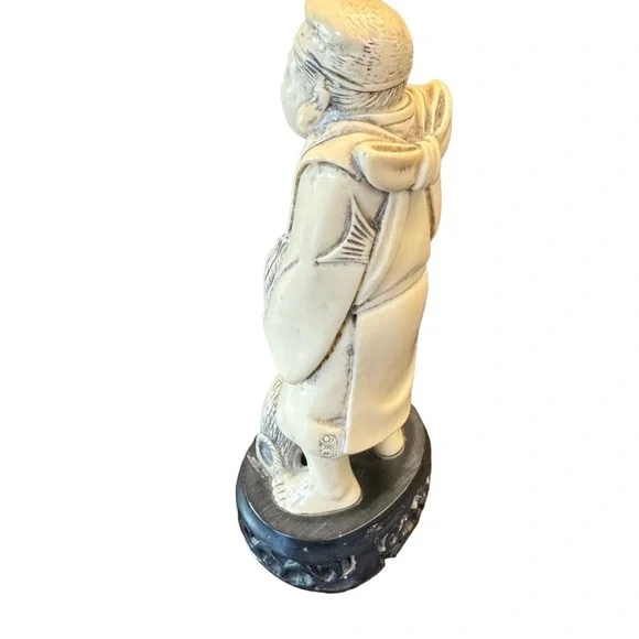 Great 19th Century Vintage Asian Fisherman Sculpture Figurine - Picture 8 of 14